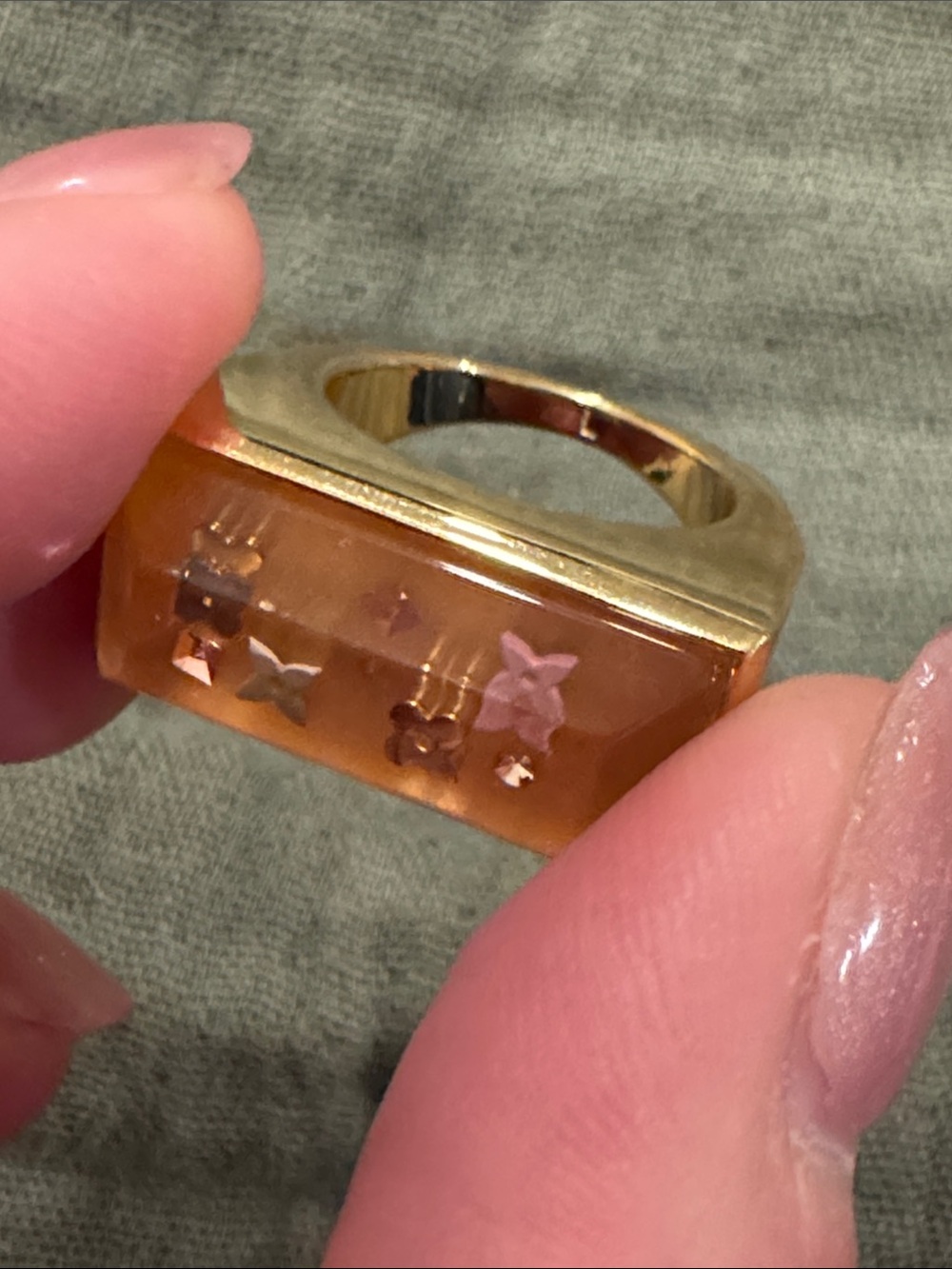 Louis Vuitton Gold Logo Wide Band Ring